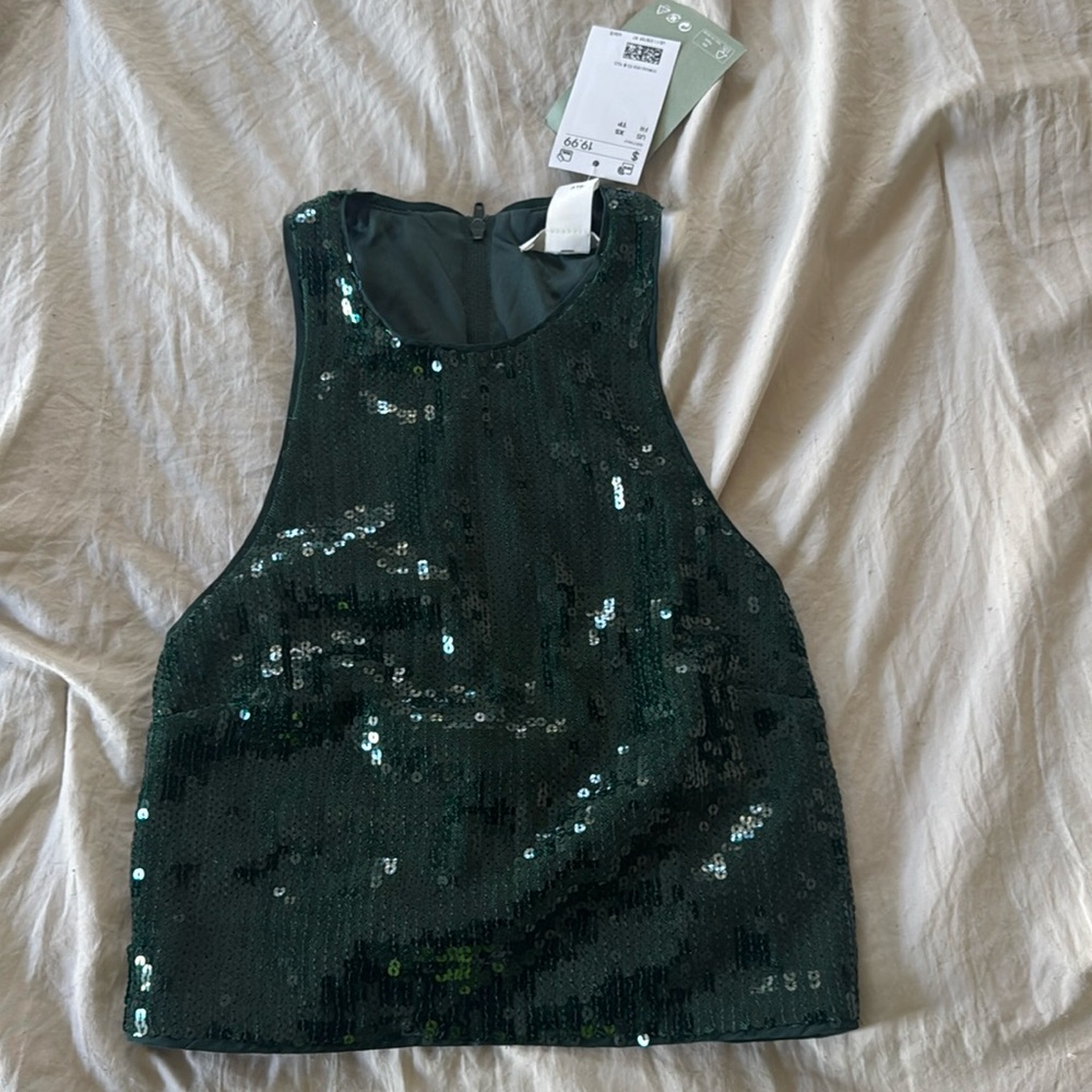 Women’s sequined green top from H&M size XS, with tags